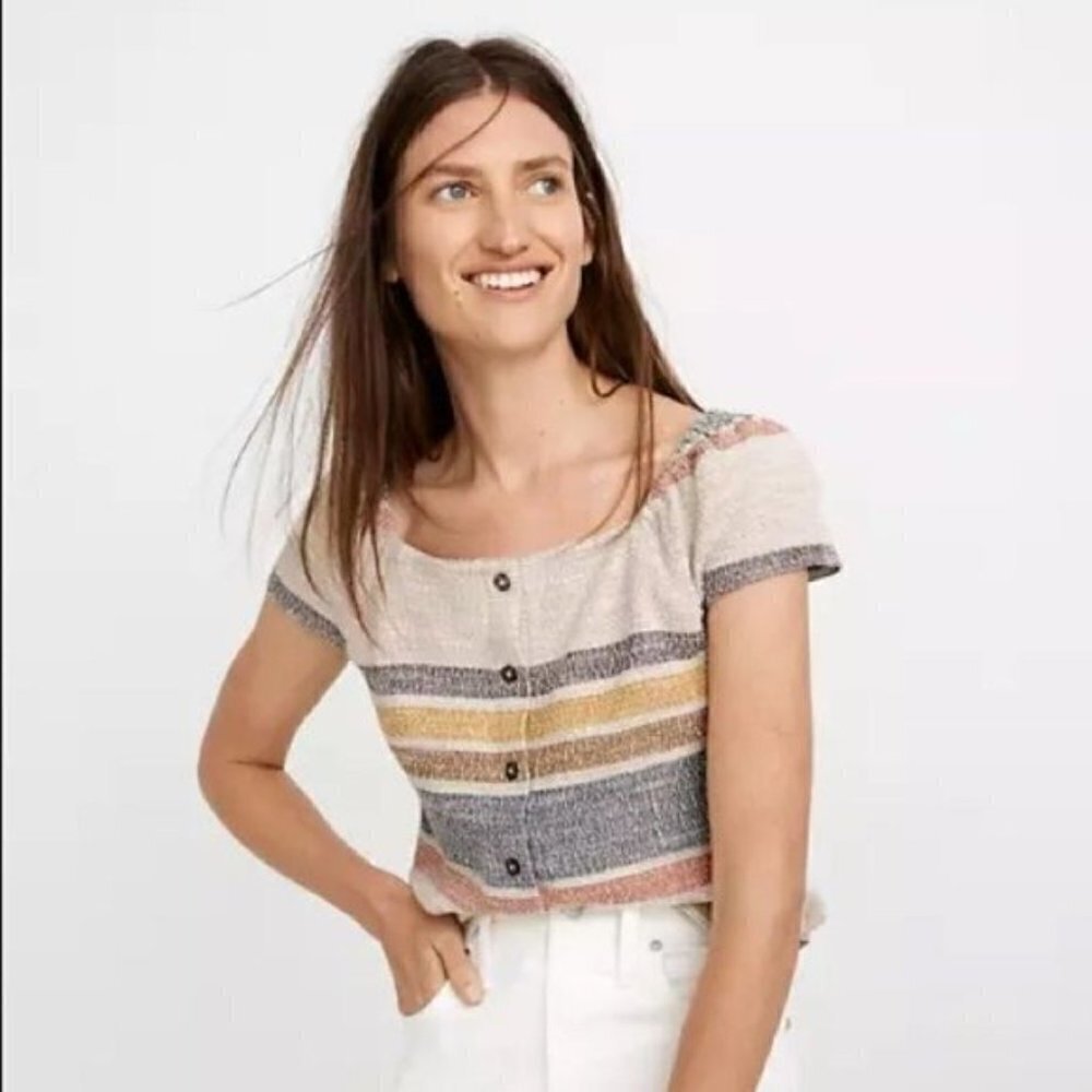 Madewell Button-Front Top In Stripe - image 6